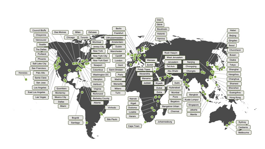 Extensive coverage with 500+ PoPs in 121 cities over 32 countries