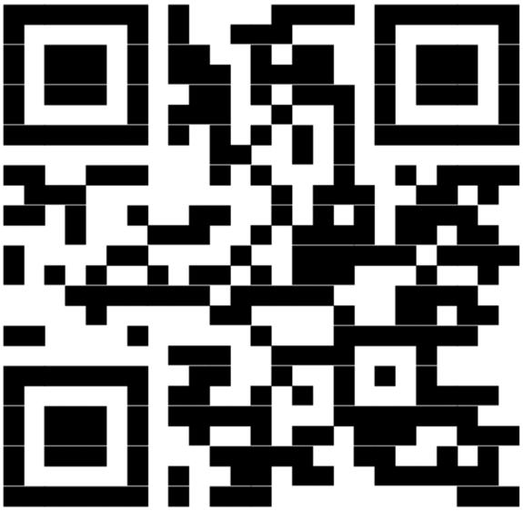 Ein schwarzer und weißer QR-Code mit einem quadratischen Muster auf weißem Hintergrund. Der QR-Code wird zum Scannen mit einem Smartphone oder Gerät verwendet, um auf digitale Informationen oder eine Website zuzugreifen.